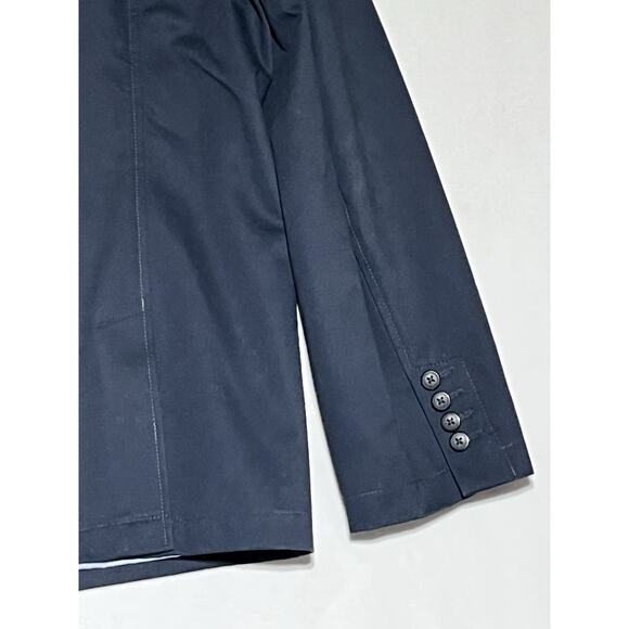 LL Bean Mens Cotton Blazer Jacket Size 46 Regular Navy Two Button Sport Coat - Picture 9 of 15